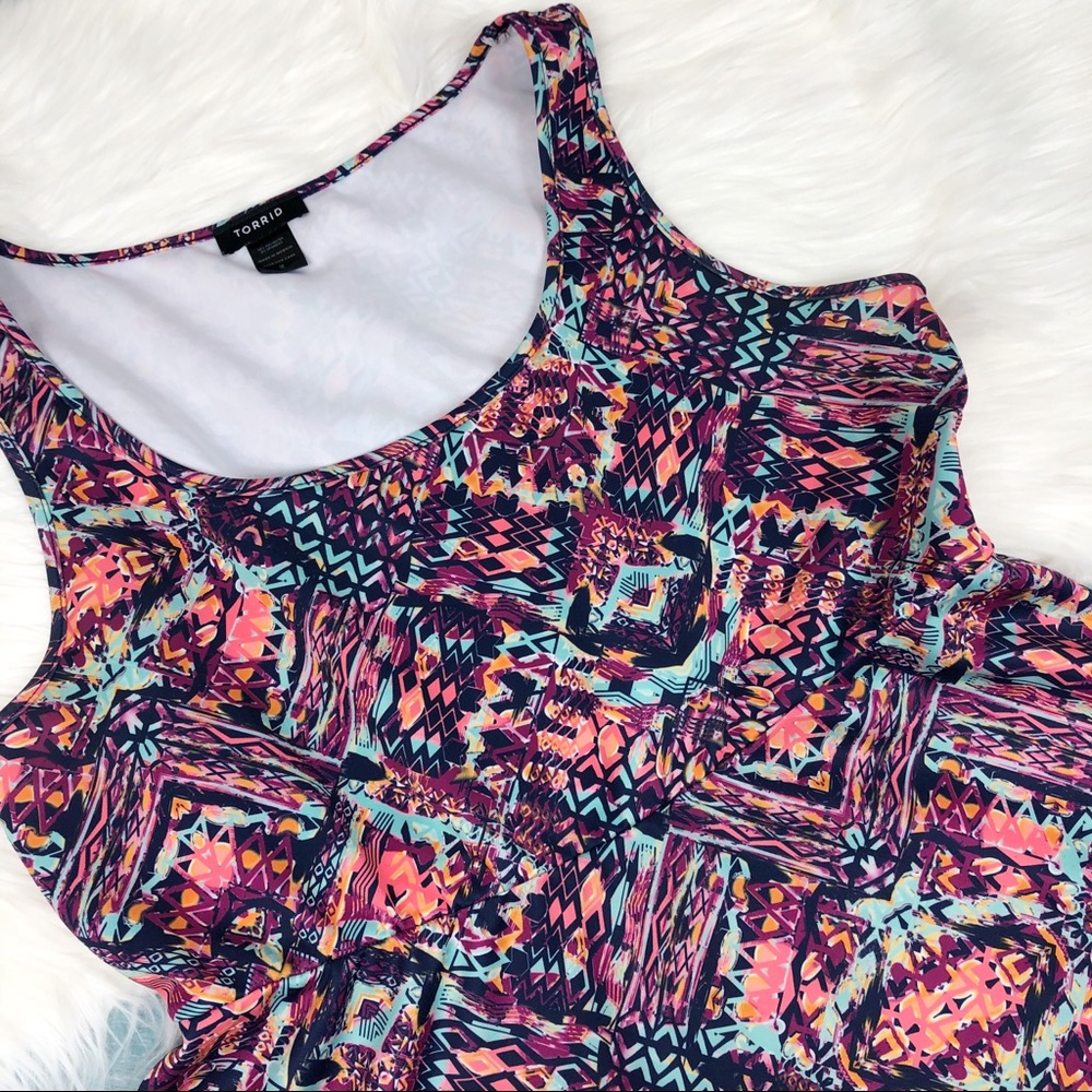 Torrid Aztec Pattern Multicolored Skater Dress 2x - image 3